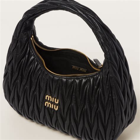 miu miu wander bag sizes|Black Wander Matelassé Nappa Leather Hobo Bag .